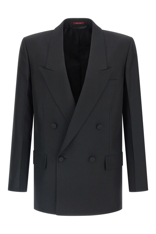 Double-breasted technical Panama blazer Black Double-breasted technical Panama blazer Black