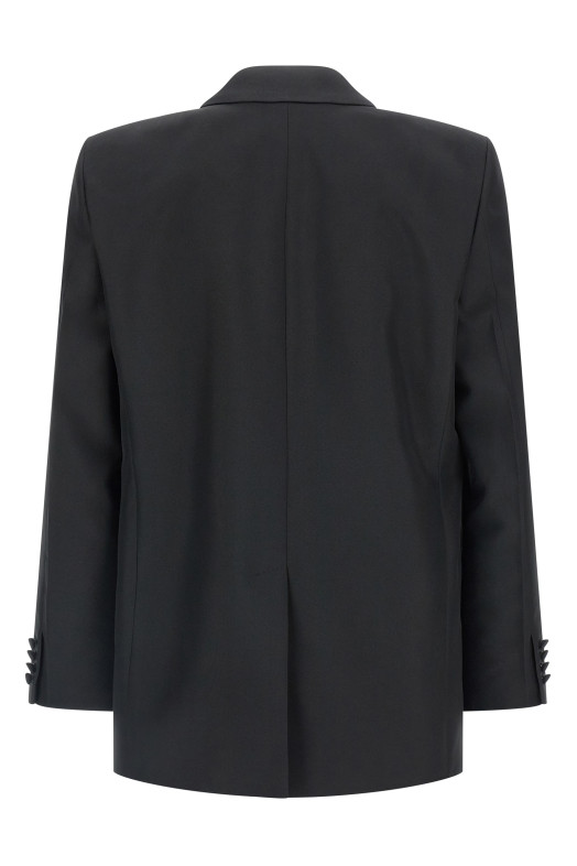 Double-breasted technical Panama blazer Black Double-breasted technical Panama blazer Black