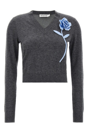 'Charcoal Blue Rose Jumper' sweater Gray