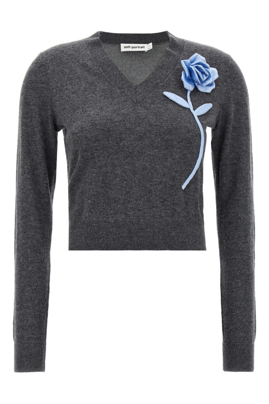'Charcoal Blue Rose Jumper' sweater Gray