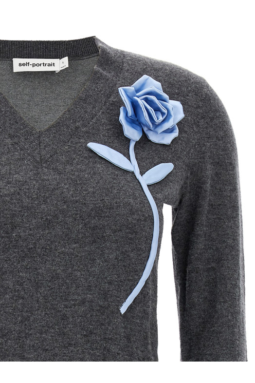 'Charcoal Blue Rose Jumper' sweater Gray