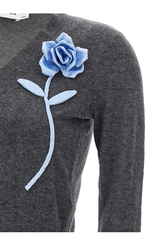 'Charcoal Blue Rose Jumper' sweater Gray