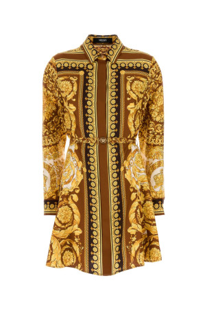 Сорочка-сукня з принтом з саржі VERSACE (10189331A15215) Сорочка-сукня з принтом з саржі VERSACE (10189331A15215)