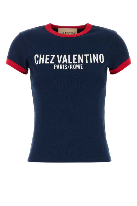 Navy blue cotton t-shirt VALENTINO GARAVANI (7B3MG24D970)
