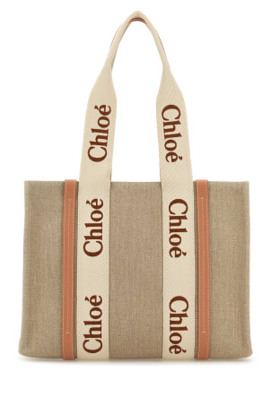 Multicolor linen medium Woody shopping bag CHLOE (CHC23AS383L17) Multicolor linen medium Woody shopping bag CHLOE (CHC23AS383L17)