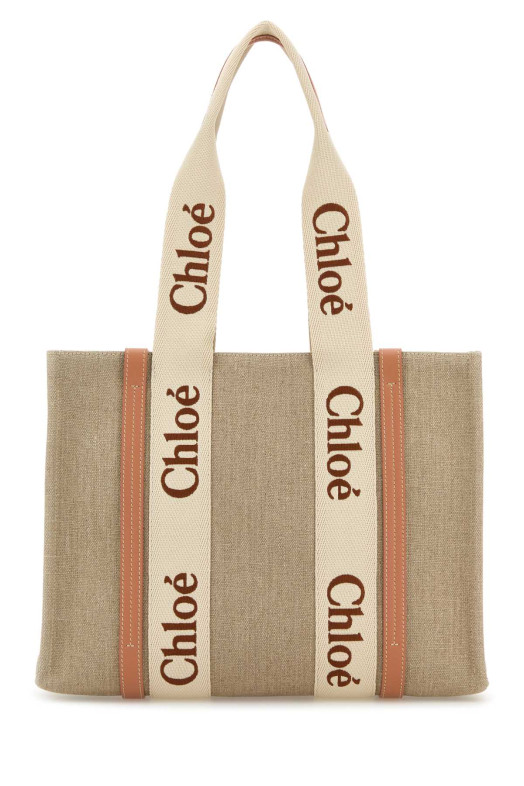 Multicolor linen medium Woody shopping bag CHLOE (CHC23AS383L17) Multicolor linen medium Woody shopping bag CHLOE (CHC23AS383L17)