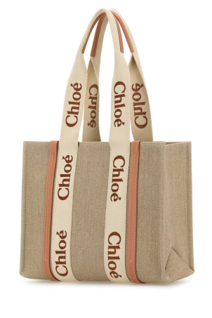 Multicolor linen medium Woody shopping bag CHLOE (CHC23AS383L17) Multicolor linen medium Woody shopping bag CHLOE (CHC23AS383L17)