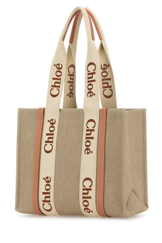 Multicolor linen medium Woody shopping bag CHLOE (CHC23AS383L17) Multicolor linen medium Woody shopping bag CHLOE (CHC23AS383L17)