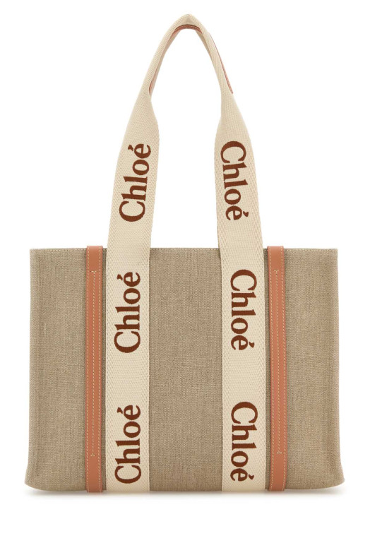Multicolor linen medium Woody shopping bag CHLOE (CHC23AS383L17) Multicolor linen medium Woody shopping bag CHLOE (CHC23AS383L17)