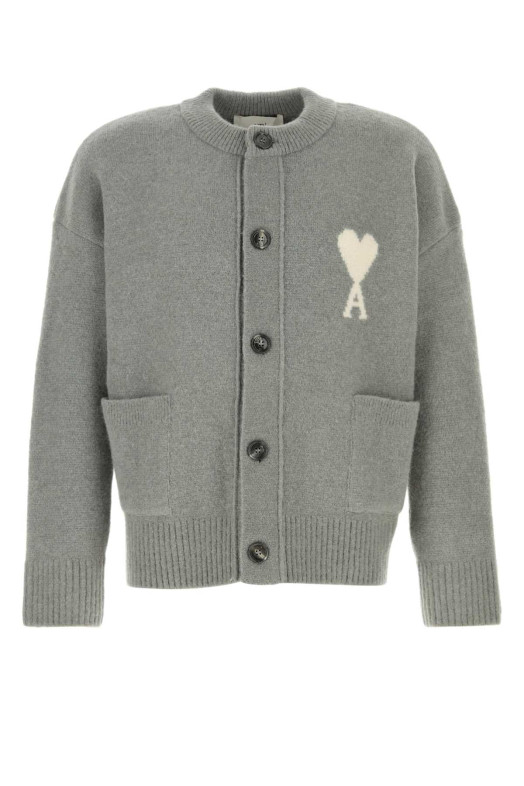 Grey stretch alpaca blend cardigan AMI (UKC366KN0135) Grey stretch alpaca blend cardigan AMI (UKC366KN0135)