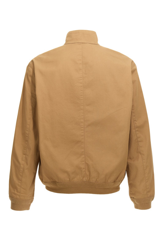 Logo embroidery bomber jacket Beige