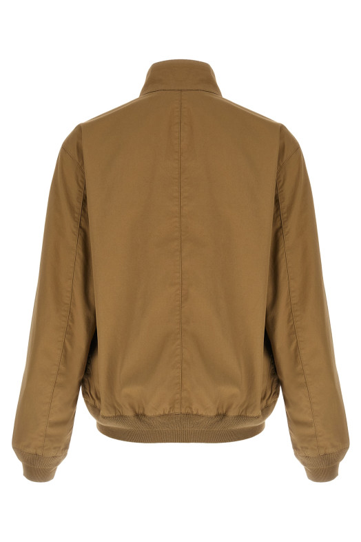 Logo embroidery bomber jacket Beige