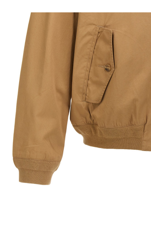 Logo embroidery bomber jacket Beige