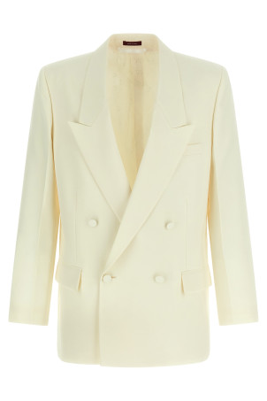 Двубортный технический блейзер из панамского полотна Белый GUCCI 851252Z7AYA9001 Двубортный технический блейзер из панамского полотна Белый GUCCI 851252Z7AYA9001