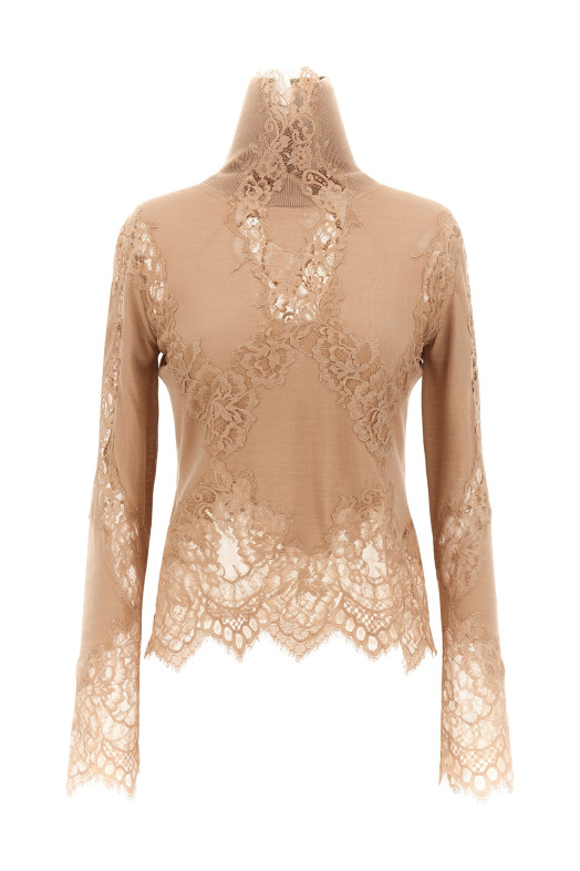 Lace insert sweater Beige Lace insert sweater Beige