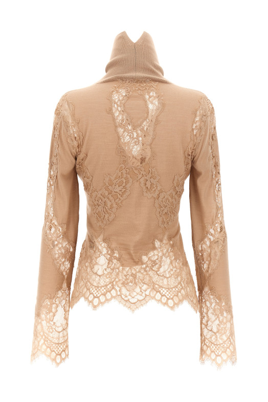 Lace insert sweater Beige Lace insert sweater Beige