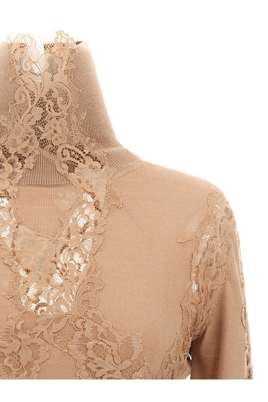 Lace insert sweater Beige Lace insert sweater Beige