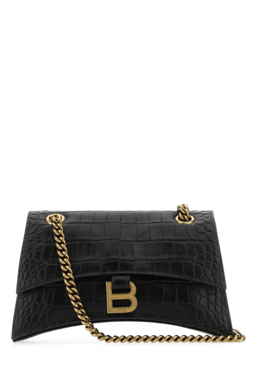 Black leather Crush S shoulder bag Black BALENCIAGA (716351210IX)