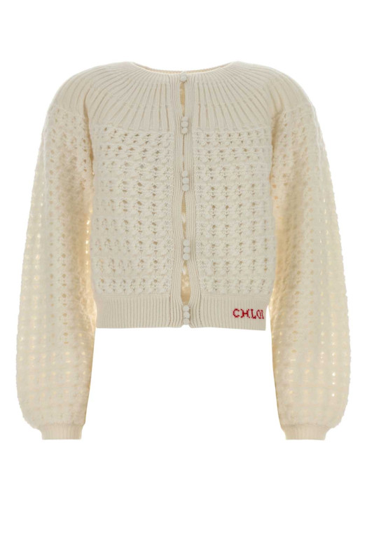 Белый вязаный кардиган Бежевый CHLOE (CH25WMP07590) CHLOÉ Белый вязаный кардиган Бежевый CHLOE (CH25WMP07590) CHLOÉ