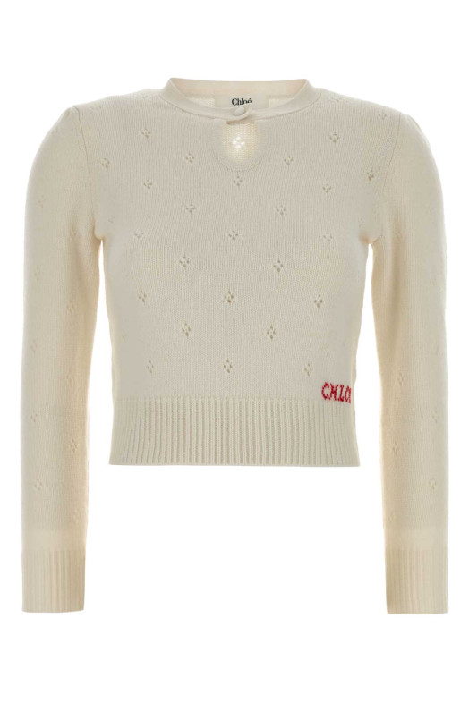 White wool blend sweater Beige CHLOE (CH25WMP08590) White wool blend sweater Beige CHLOE (CH25WMP08590)