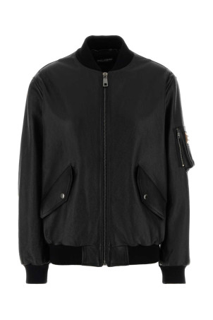 Black leather bomber jacket Black DOLCE & GABBANA (F9S37LHULQJ)