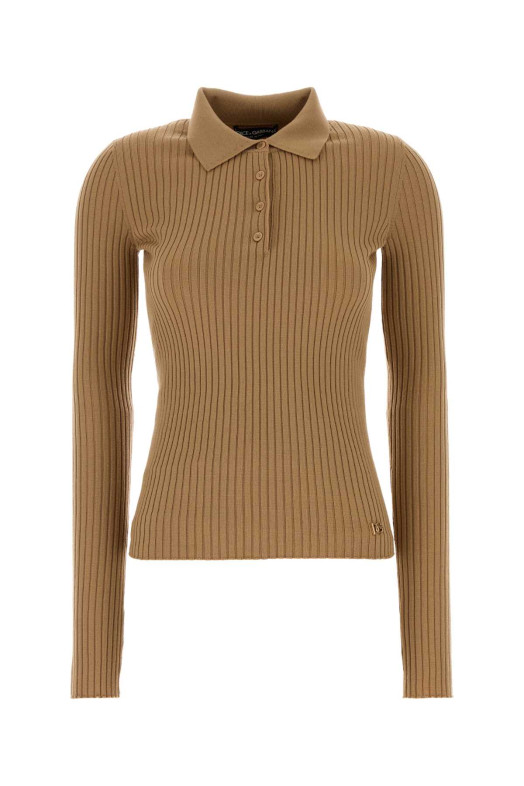 Camel stretch wool blend polo shirt DOLCE & GABBANA (FXZ39TJDVDC) Camel stretch wool blend polo shirt DOLCE & GABBANA (FXZ39TJDVDC)