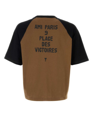 Коричнева бавовняна футболка оверсайз AMI (HTS350726) AMI PARIS Коричнева бавовняна футболка оверсайз AMI (HTS350726) AMI PARIS