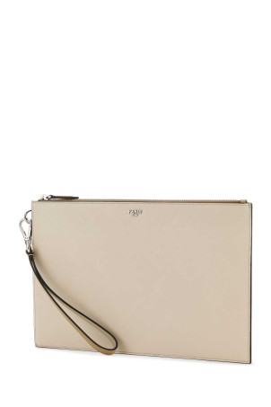 Кожаный клатч цвета слоновой кости FENDI (7N0132AP16) Кожаный клатч цвета слоновой кости FENDI (7N0132AP16)