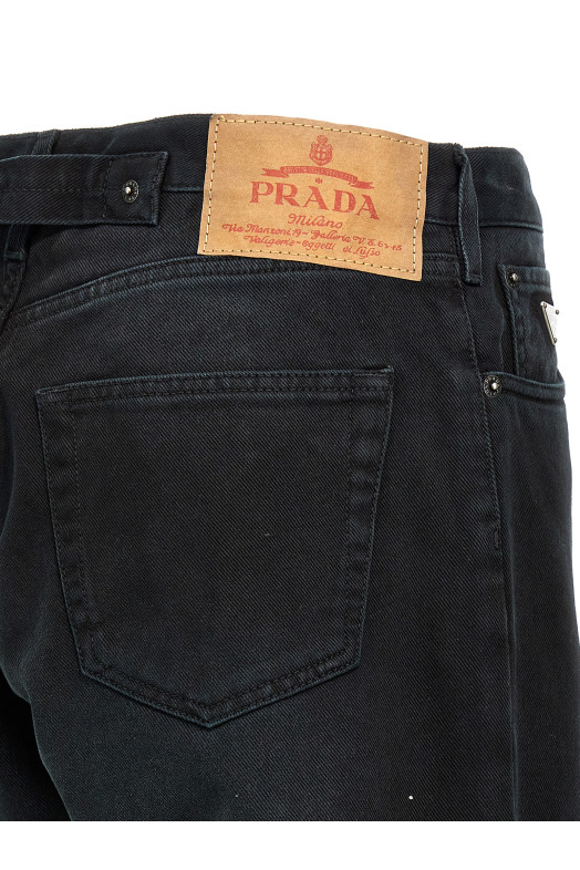Джинсы с ремнем Черные PRADA GEP358SAAO148JF0557 Джинсы с ремнем Черные PRADA GEP358SAAO148JF0557