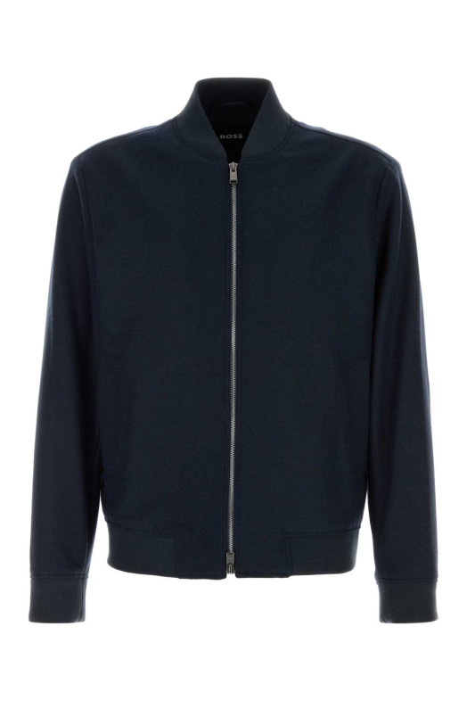 Бомбер из эластичной фланели темно-синего цвета BOSS (50551538) Бомбер из эластичной фланели темно-синего цвета BOSS (50551538)