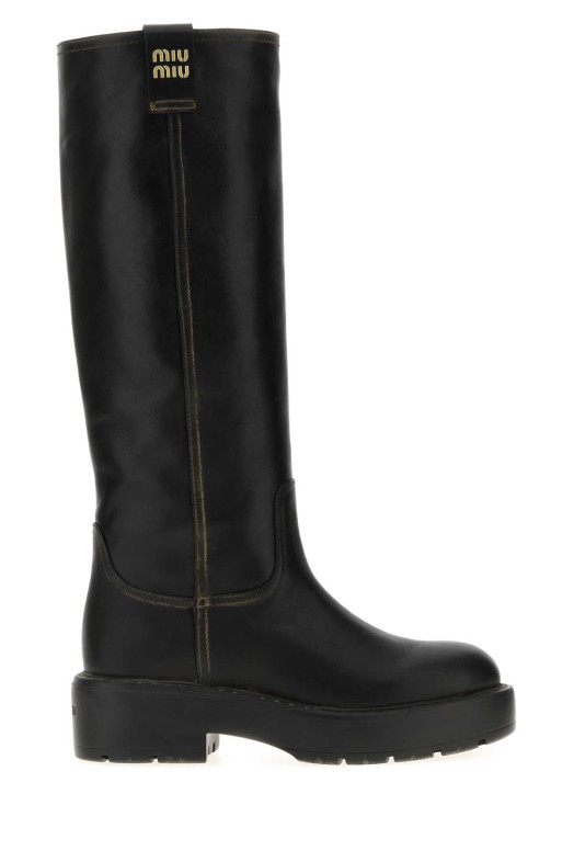 Black leather boots Black MIU MIU (5W971DFDD555OD) Black leather boots Black MIU MIU (5W971DFDD555OD)