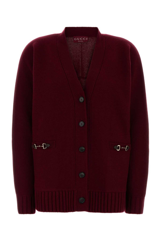 Burgundy wool blend oversize cardigan GUCCI (836378XKE0Y)