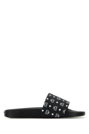 Black rubber slippers Black and white MCM (MESCAMM11) Black rubber slippers Black and white MCM (MESCAMM11)