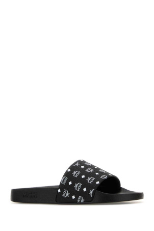Black rubber slippers Black and white MCM (MESCAMM11) Black rubber slippers Black and white MCM (MESCAMM11)