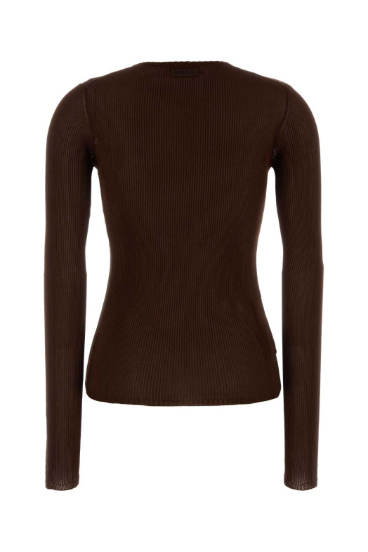 Chocolate silk t-shirt MIU MIU (MML01BSOOO18BQ) Chocolate silk t-shirt MIU MIU (MML01BSOOO18BQ)