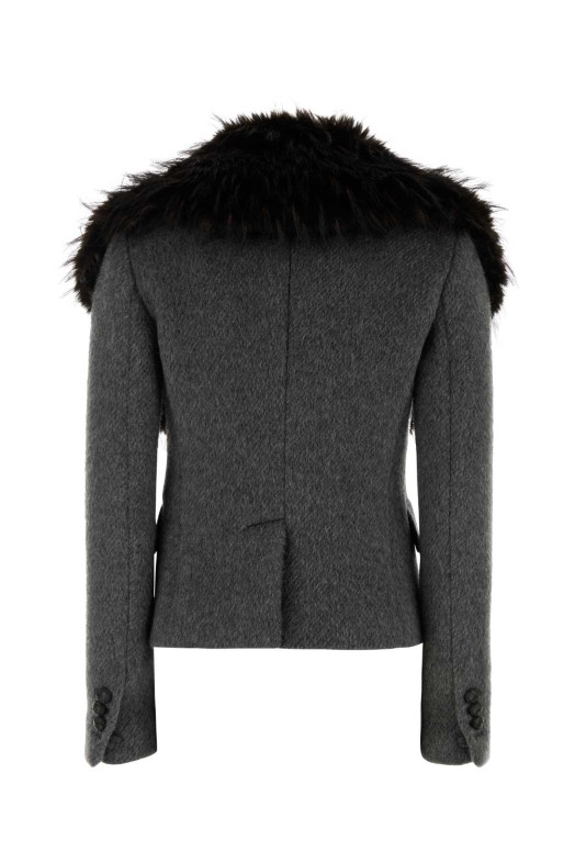 Grey mohair and wool Uptown Twiggy blazer DSQUARED (S72BN0722D35393) Grey mohair and wool Uptown Twiggy blazer DSQUARED (S72BN0722D35393)