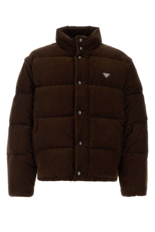 Dark brown corduroy down jacket PRADA (SGC946SOOO1JHC)