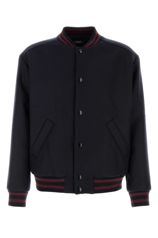 Midnight blue wool blend bomber jacket Denim A.P.C. (WVBEBM02974) Midnight blue wool blend bomber jacket Denim A.P.C. (WVBEBM02974)