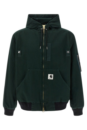 Sacai x Carhartt Wip capsule hooded bomber jacket Green