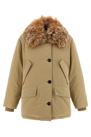 Fur collar jacket Beige