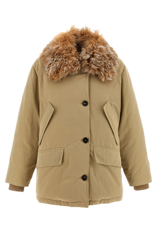 Fur collar jacket Beige