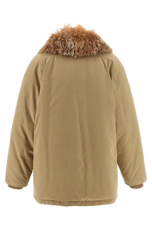 Fur collar jacket Beige