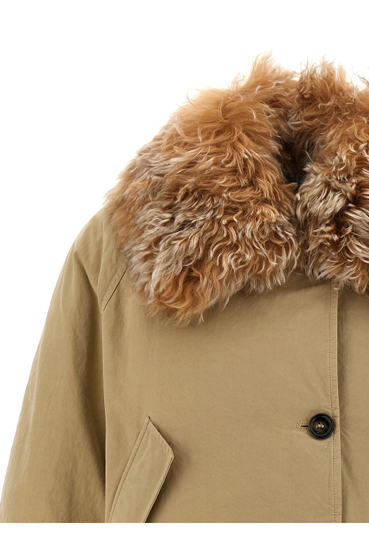 Fur collar jacket Beige