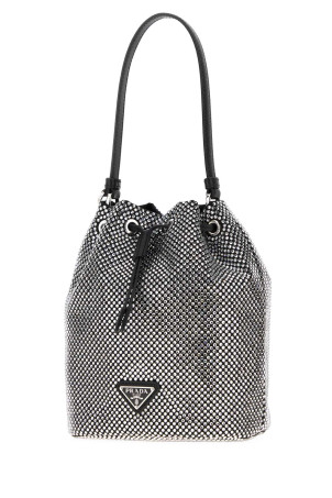 Прикрашена атласна сумка-відро PRADA (1BE067VOOD2HNJ)