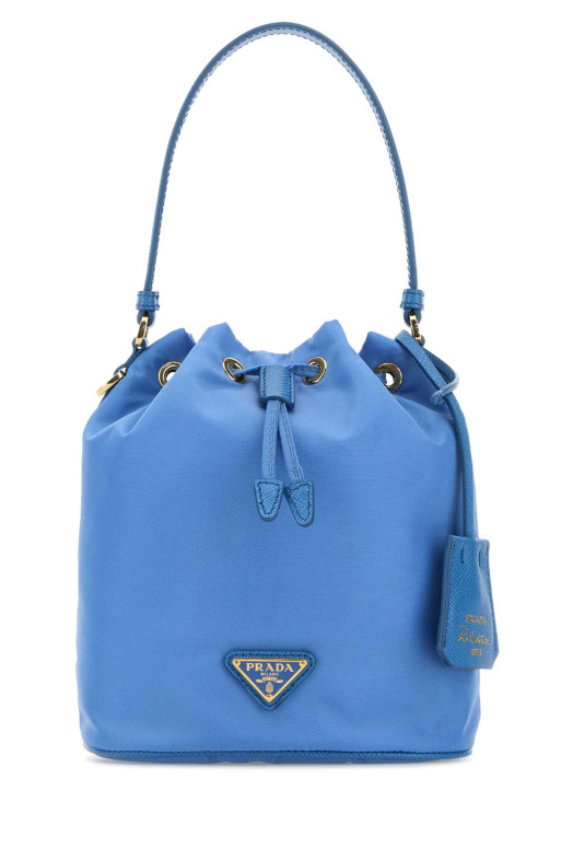 Cerulean blue nylon bucket bag PRADA (1BE067VWOOR064)