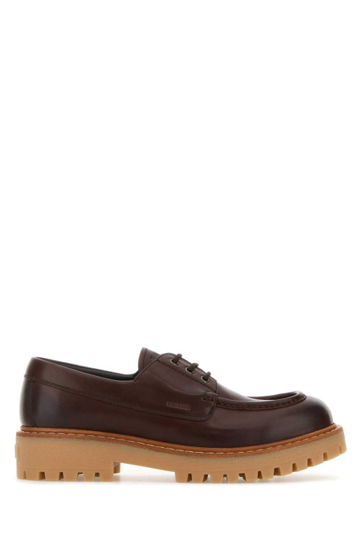 Brown leather lace-up shoes PRADA (2EE416FG000070)