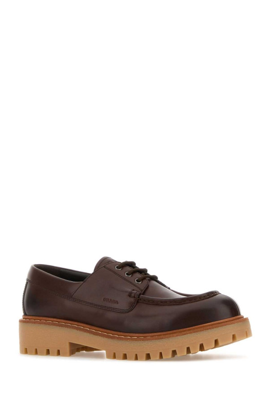 Brown leather lace-up shoes PRADA (2EE416FG000070)