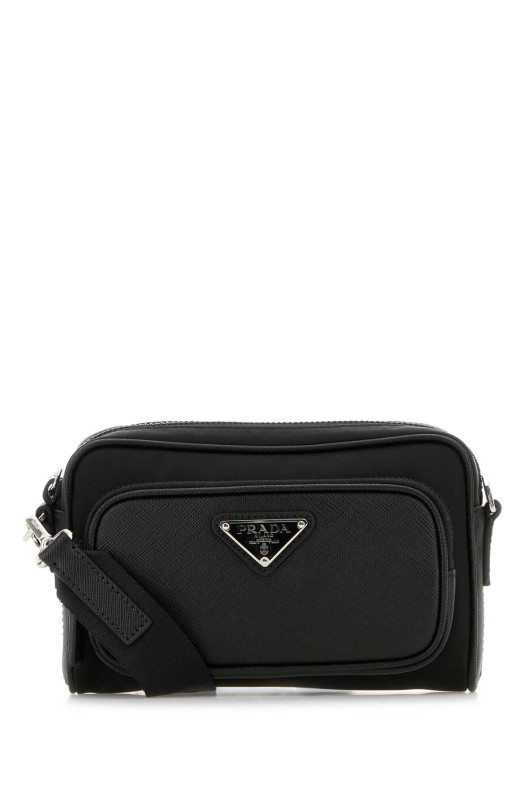 Black Re-Nylon and leather crossbody bag Black PRADA (2VH1722DMH)
