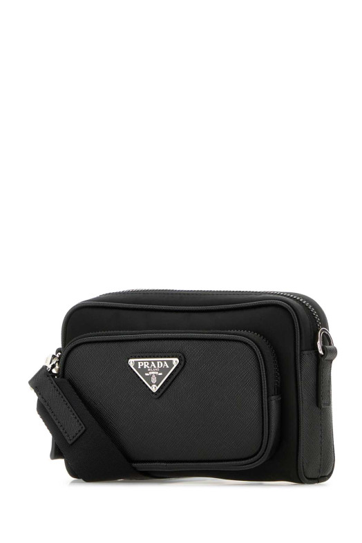 Black Re-Nylon and leather crossbody bag Black PRADA (2VH1722DMH)