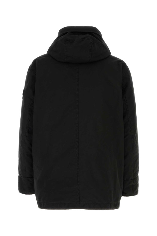 Black polyester blend down jacket Black STONE ISLAND (410010827)